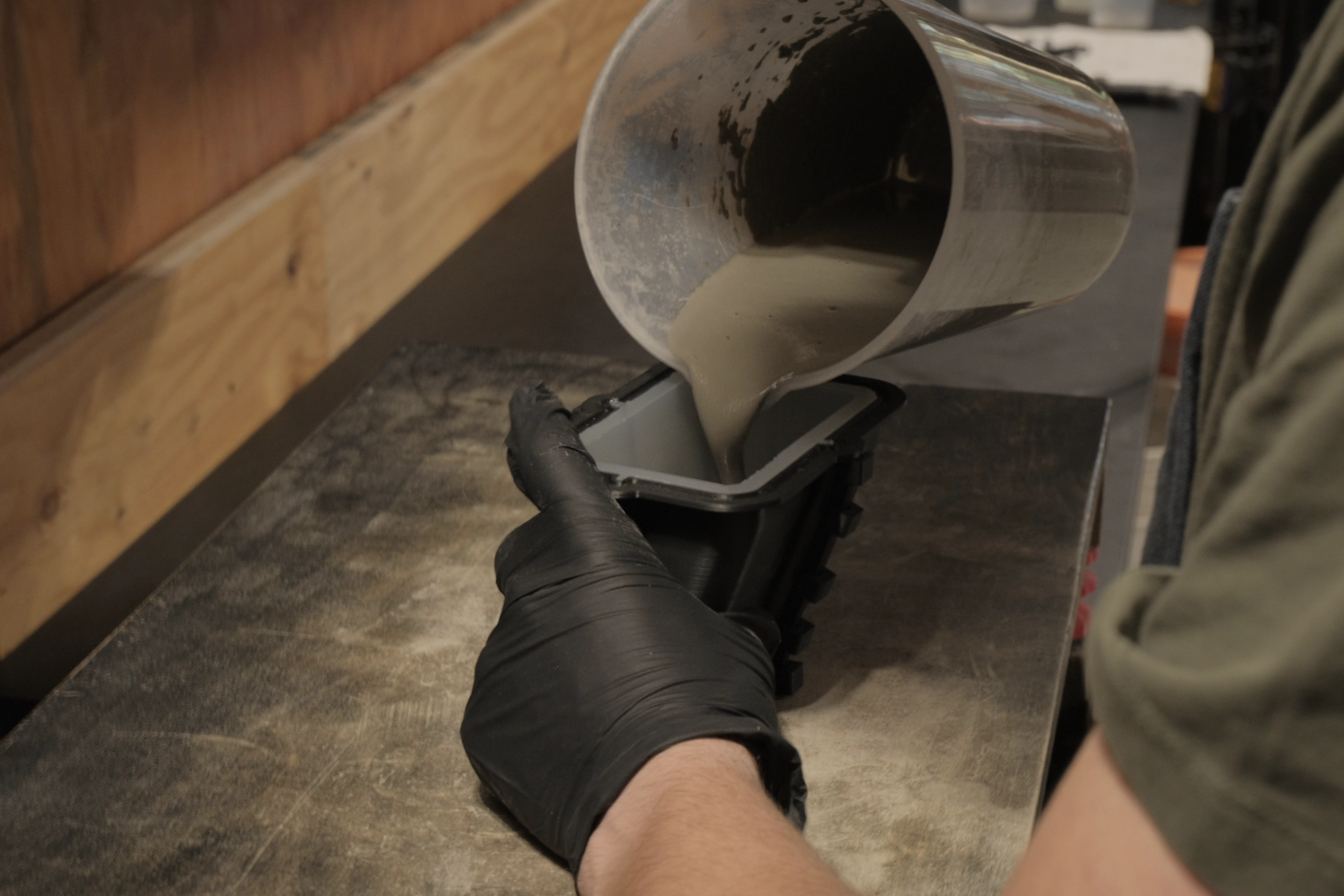Concrete being cast in studio